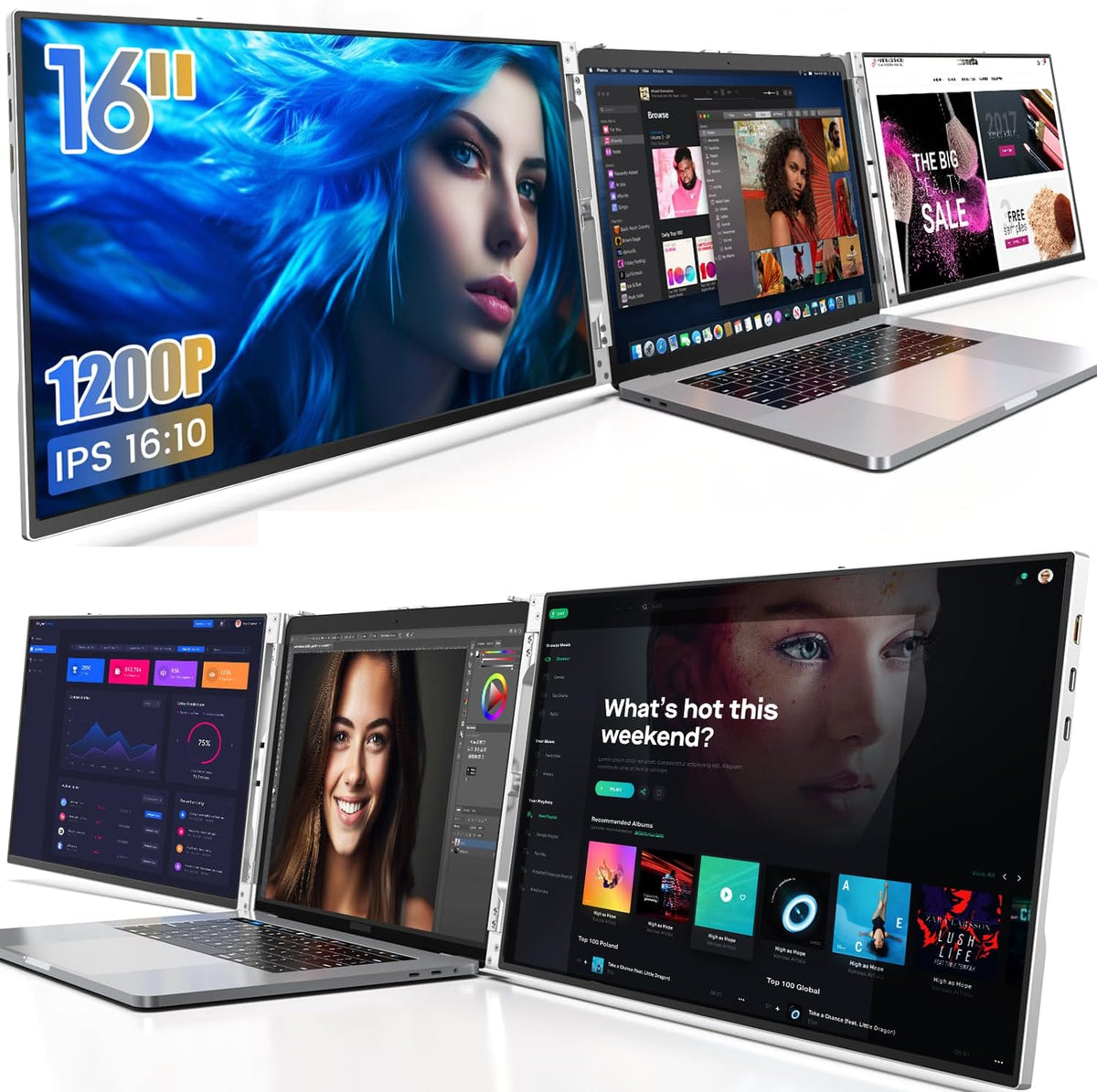 Portable Triple Monitor for Laptop K654