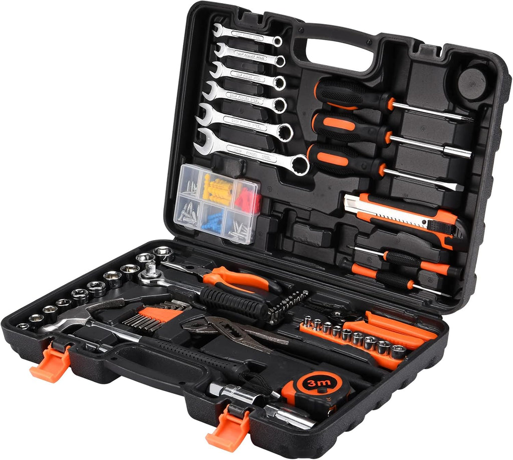 130 Piece Household Tool Kit Set with Toolbox Storage Case R516