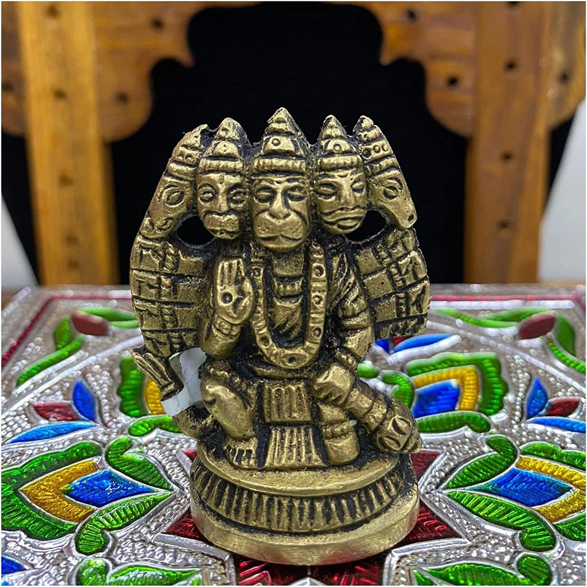 Brass Panchmukhi Hanuman Statue Hindu God Sculpture I341374