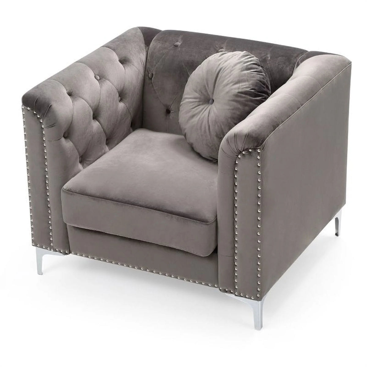 Velvet Sofa Chaise and Chair 2-Piece Set Dark Gray H6757
