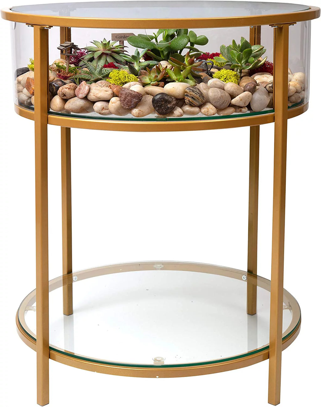 Round Terrarium Display End Table with Reinforced Glass M29717