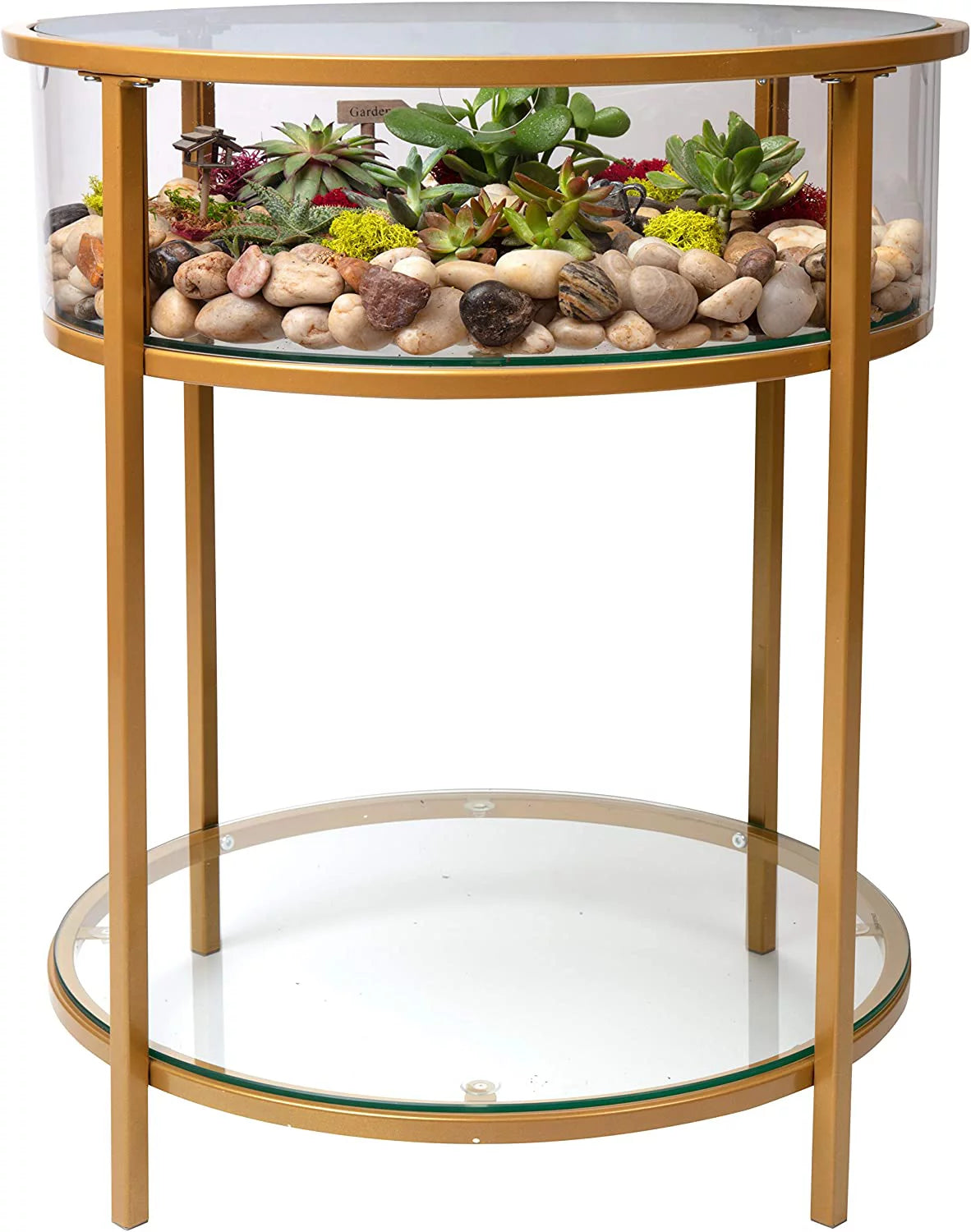 Round Terrarium Display End Table with Reinforced Glass M29717