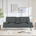 Dark Gray Linen Convertible Futon Sofa J9424