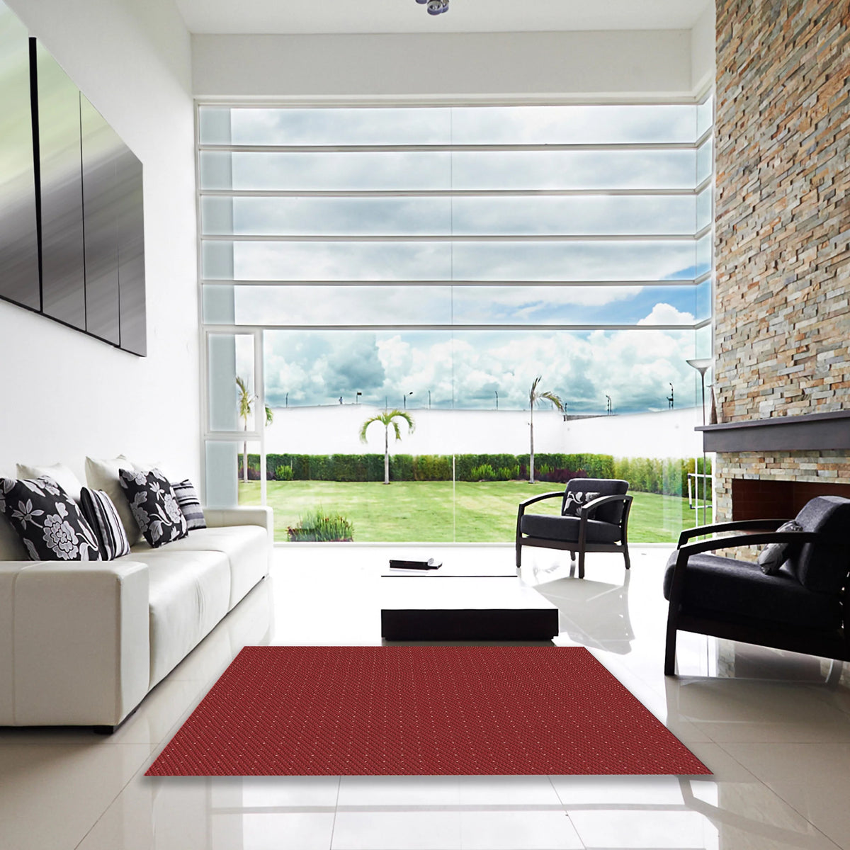 Machine Washable Red 5' x 8' Area Rugs S98814
