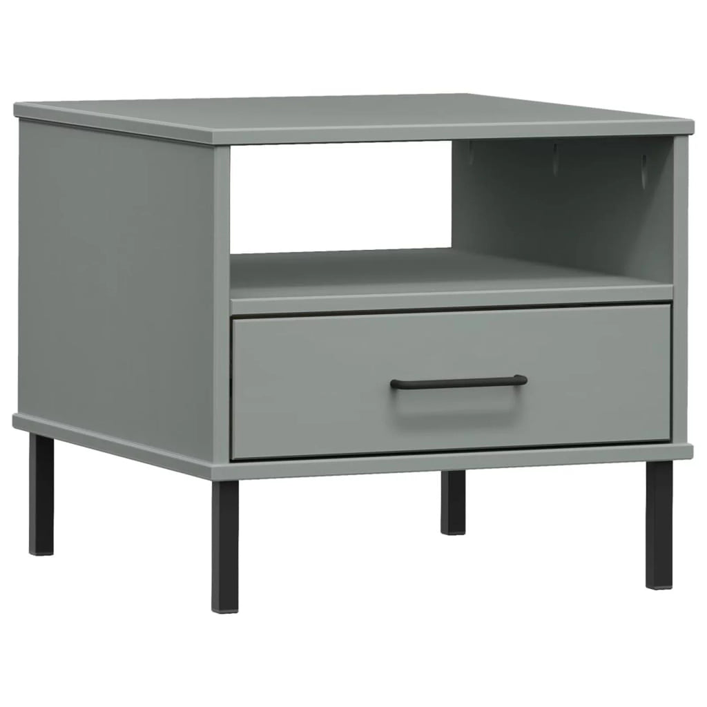 Pine Wood Bedside Cabinet with Storage Drawer and Open Compartment O50425