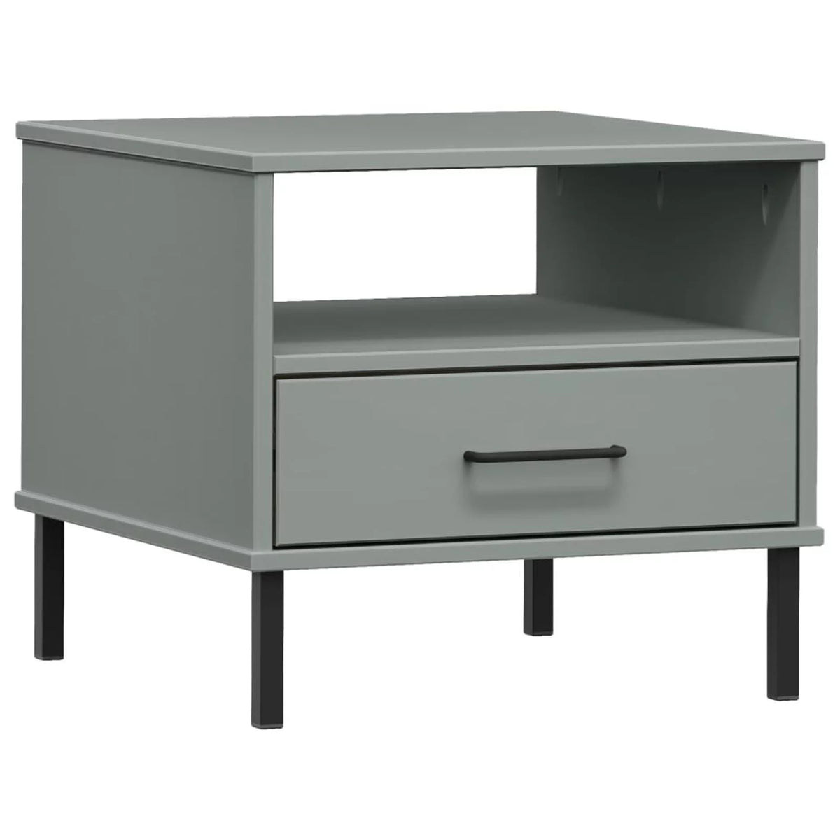 Pine Wood Bedside Cabinet with Storage Drawer and Open Compartment O50425
