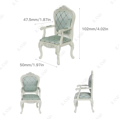 Victorian Dollhouse Furniture Set, 1/12 Scale 8pcs White & Green G614