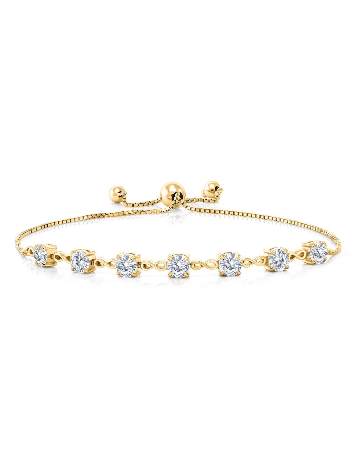 18K Yellow Gold Plated Silver White Moissanite Infinity Links Bracelet V180