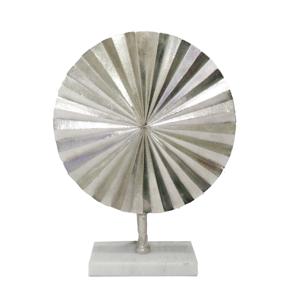 Fan Disk on Marble Base, Silver J625