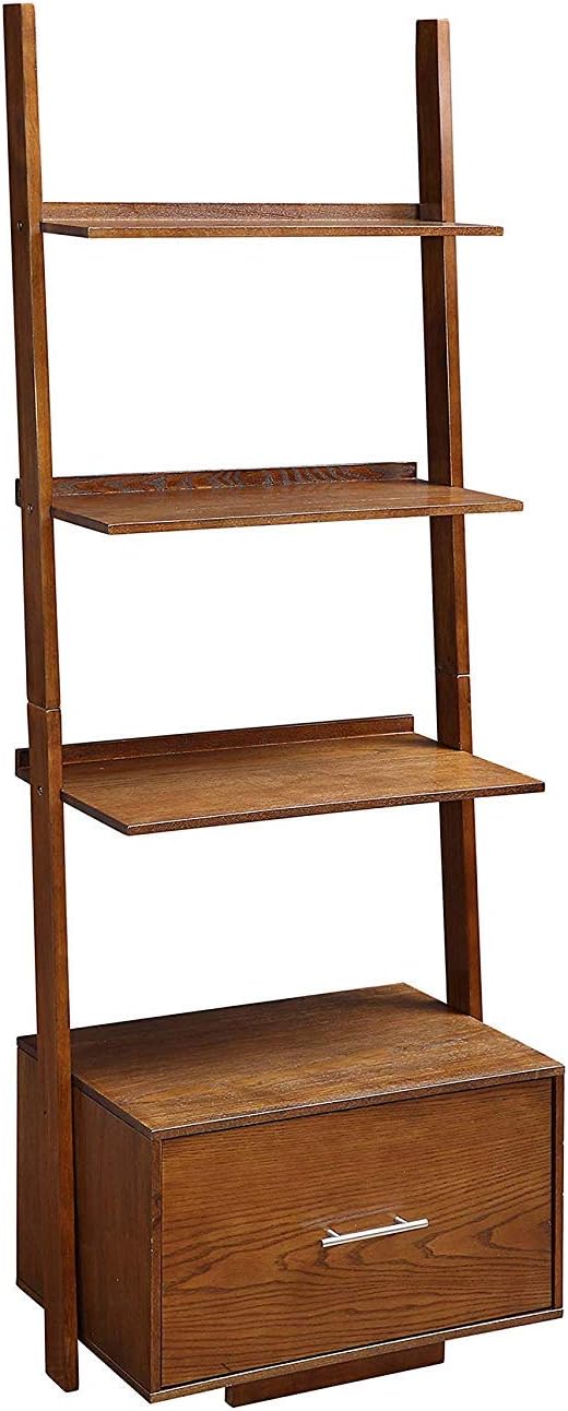 Black Ladder Bookcase with File Drawer N300733