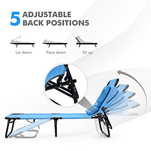 Blue Folding Chaise Lounge Chair T3213
