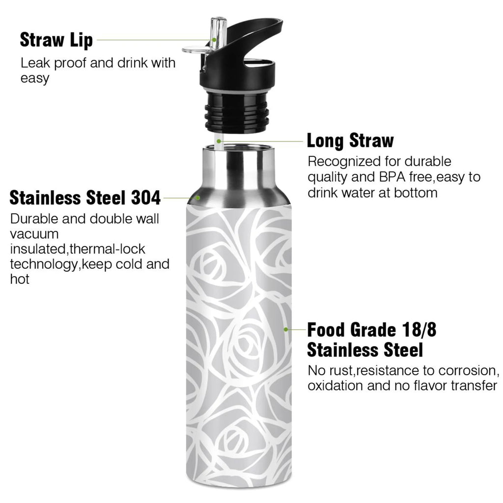 Stainless Steel Water Bottle with Straw Lid Vacuum Insulated Flask 20 OZ F568641