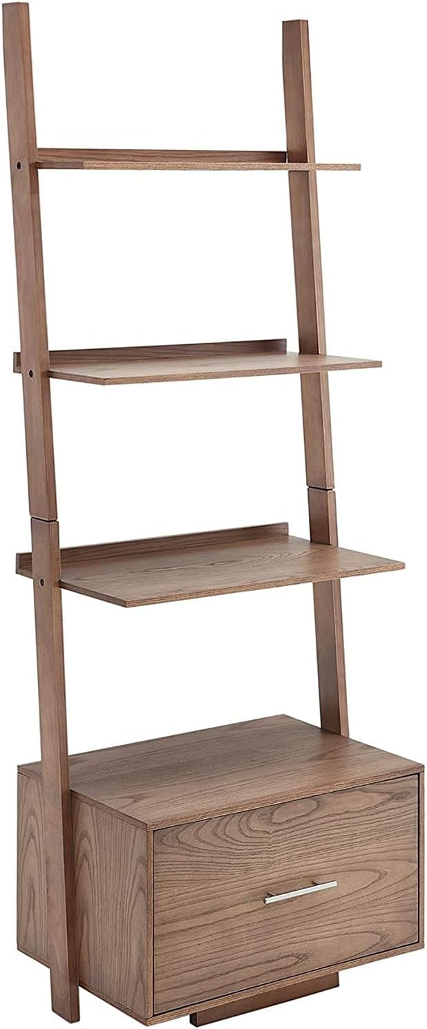 Black Ladder Bookcase with File Drawer N300733