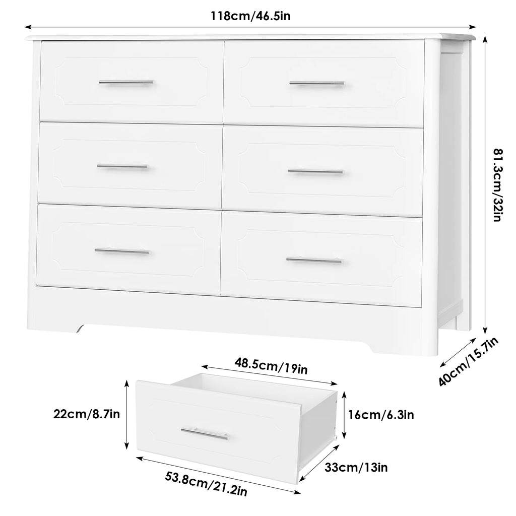 White 6 Drawer Double Dresser Z86810
