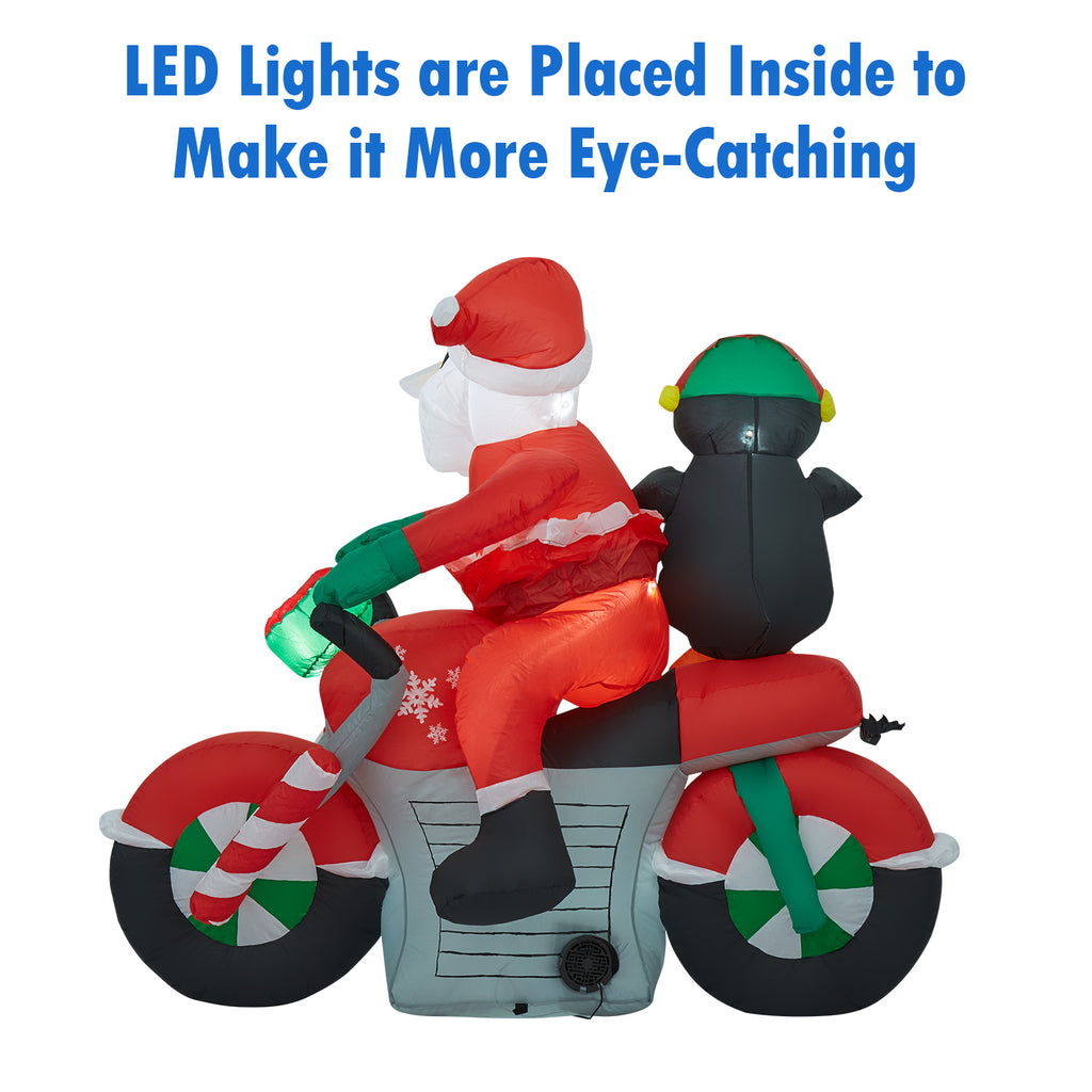 Christmas Inflatable Santa Claus Penguin on Motorcycle M9755