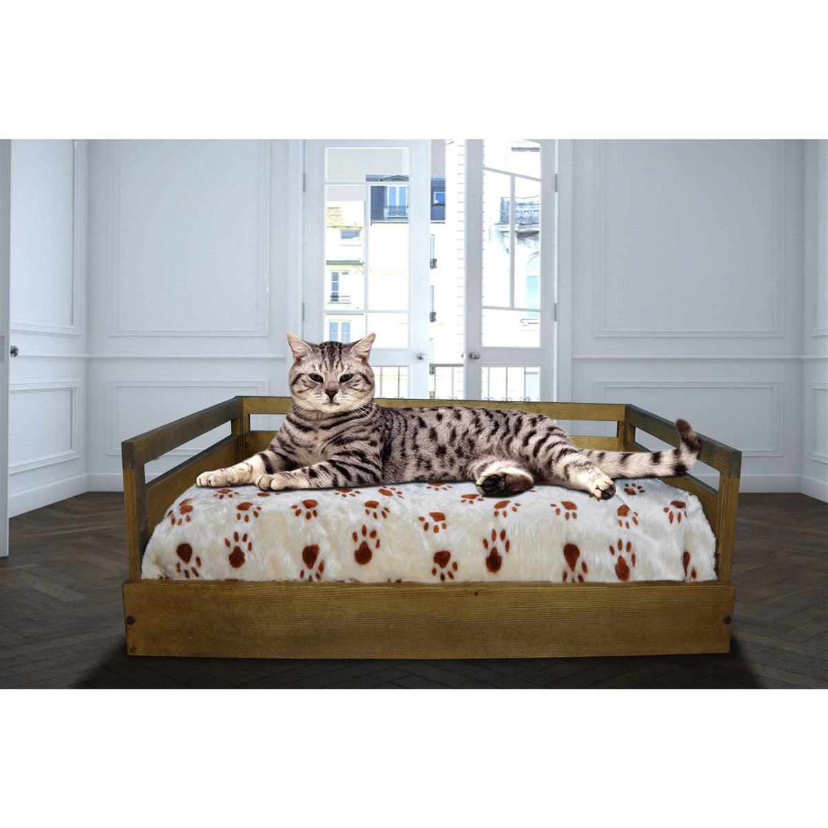 Wooden Pet Bed with Cushion F102214