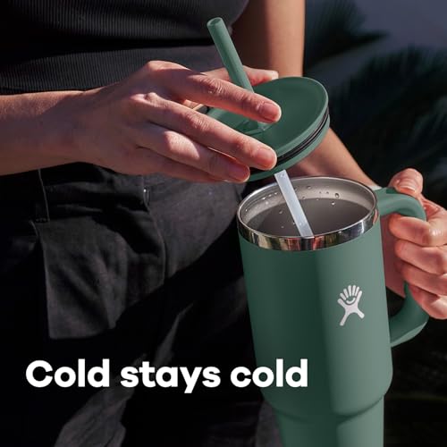40 Oz Insulated Stainless Steel Travel Tumbler with Handle Lid and Straw T34481