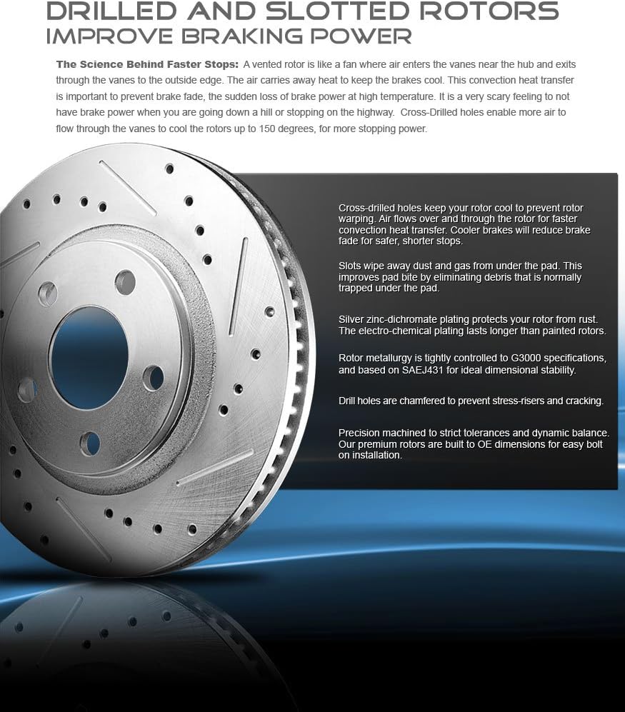 Front 257.8mm D/S 4 Lug Rotors + Ceramic Brake Pads + Clips B6407