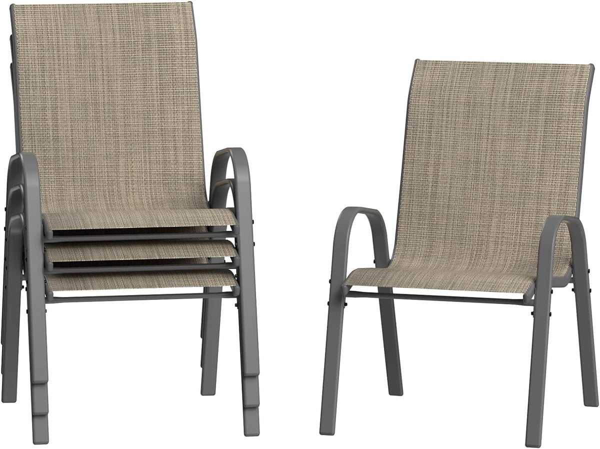 Brown Set of 4 Stackable Patio Chairs Q174547