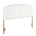 Queen Headboard in Gold Steel and Cream Velvet S5391