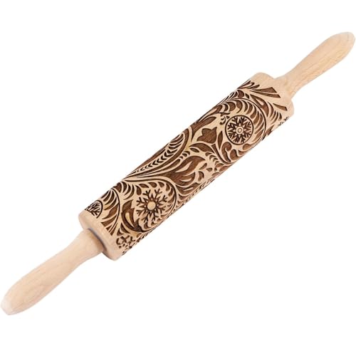 Embossed Wooden Non Stick Rolling Pin 2 Pack U759