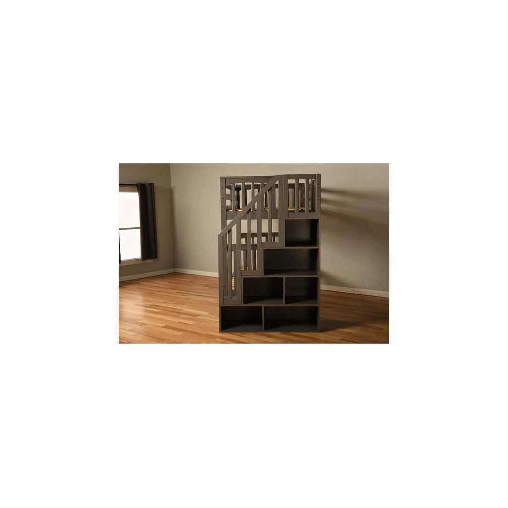 Twin/Full Wood Bunk Bed with Storage and Stairs D50899