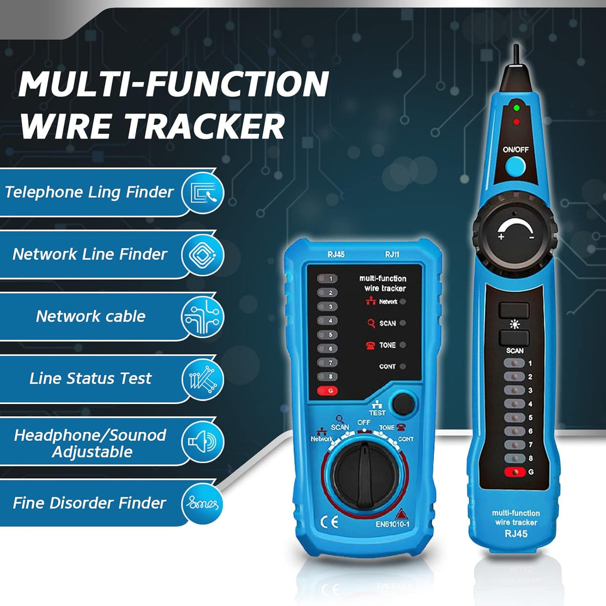 RJ11 RJ45 Multifunction Wire Tracker Cable Tester W64508