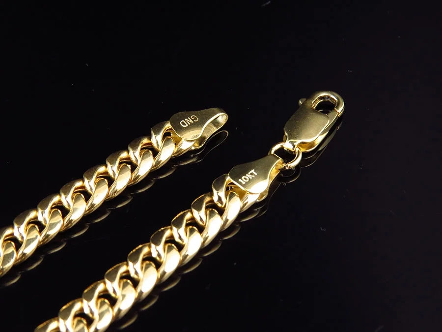 10K Yellow Gold Miami Cuban Link Chain Necklace 24-30" D821