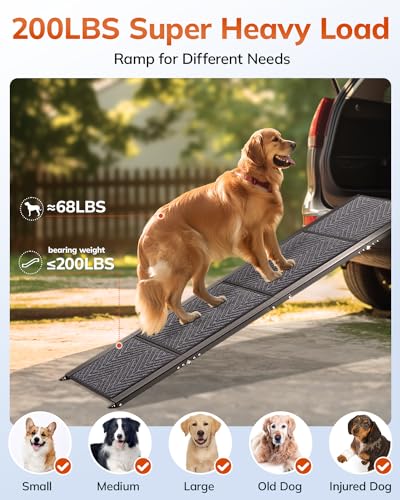 63" Long 17" Wide Folding Pet Ramp with Non-Slip Carpet Surface M8086