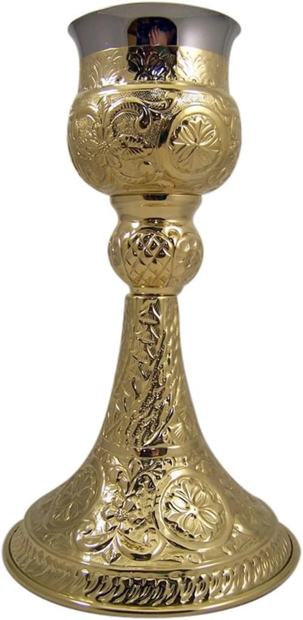Nickel Plated and Brass Chalice and Paten Set, 9 Ounce Y958405