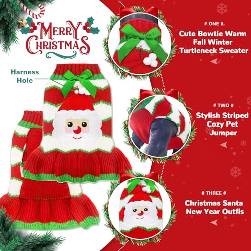 Red Striped Knitted Dog Sweater with Harness Hole E75020