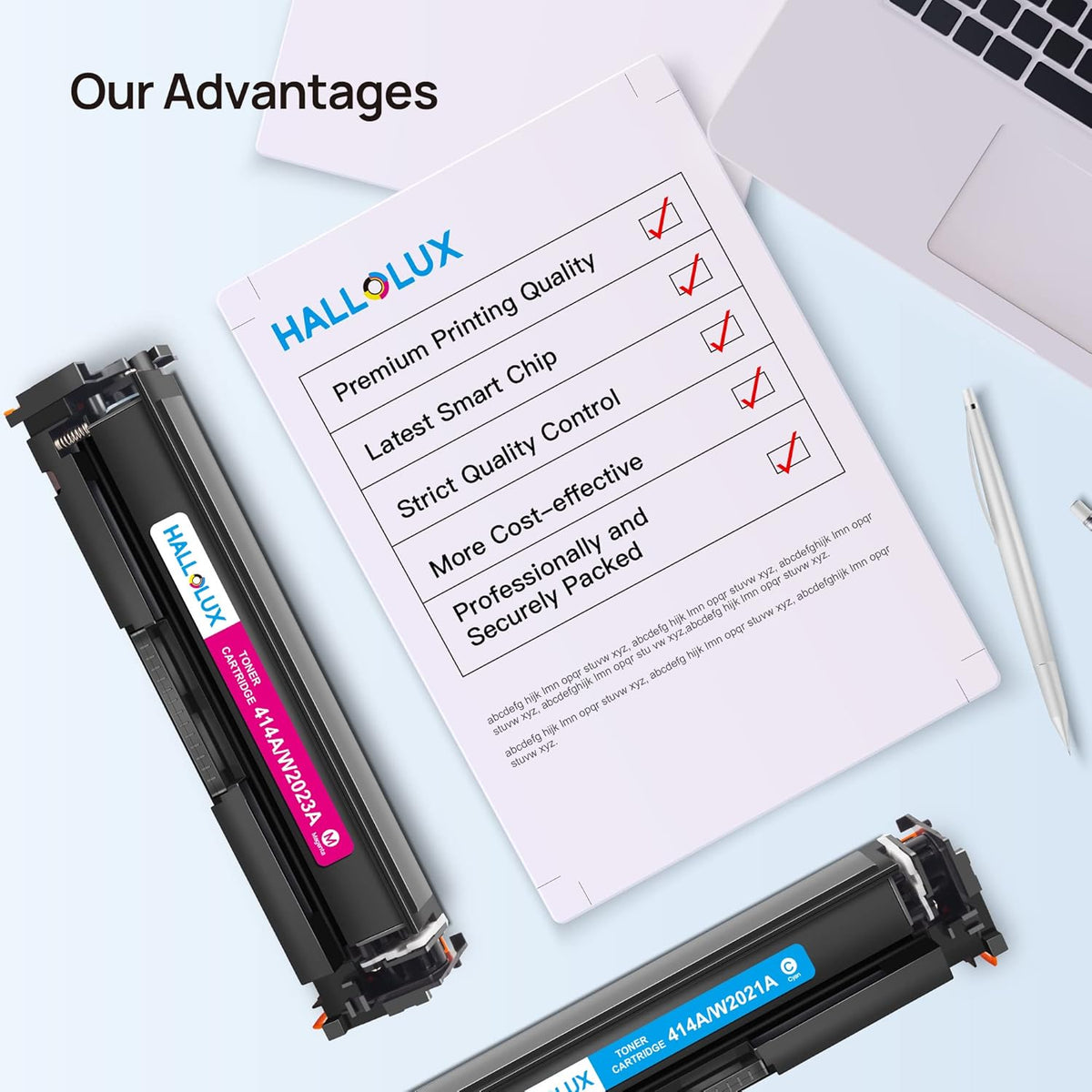 Compatible Toner Cartridge for HP 414A 414X Printer (Black Cyan Magenta Yellow, 4 Pack) O944453