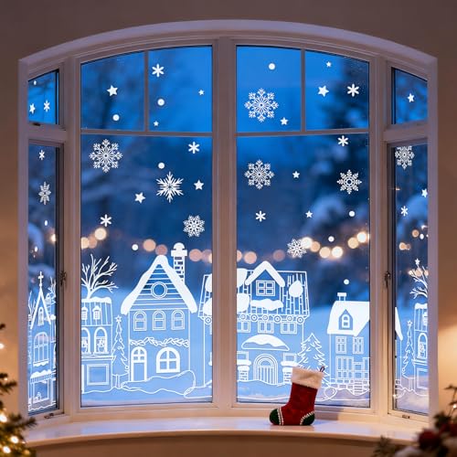 Extra Large Christmas Window Clings 4 Sheets Double-Sided Glass Decals Y589