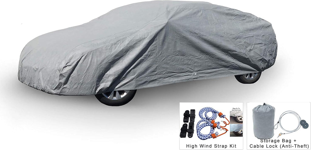 5 Layer Car Cover with Cable Lock and Wind Straps D350446