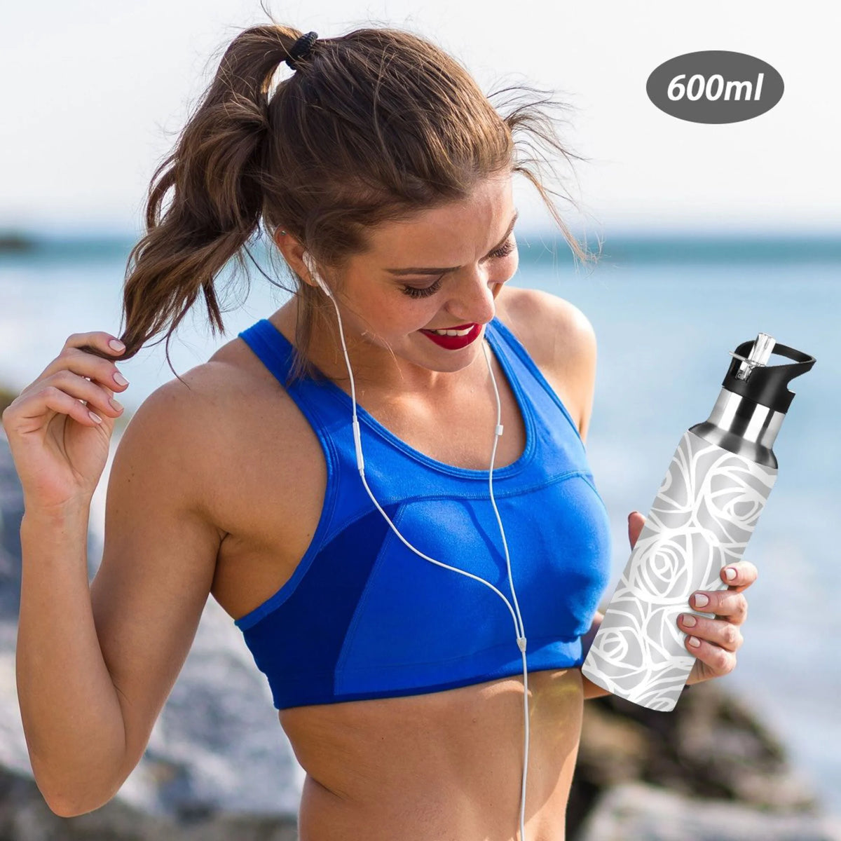Stainless Steel Water Bottle with Straw Lid Vacuum Insulated Flask 20 OZ F568641