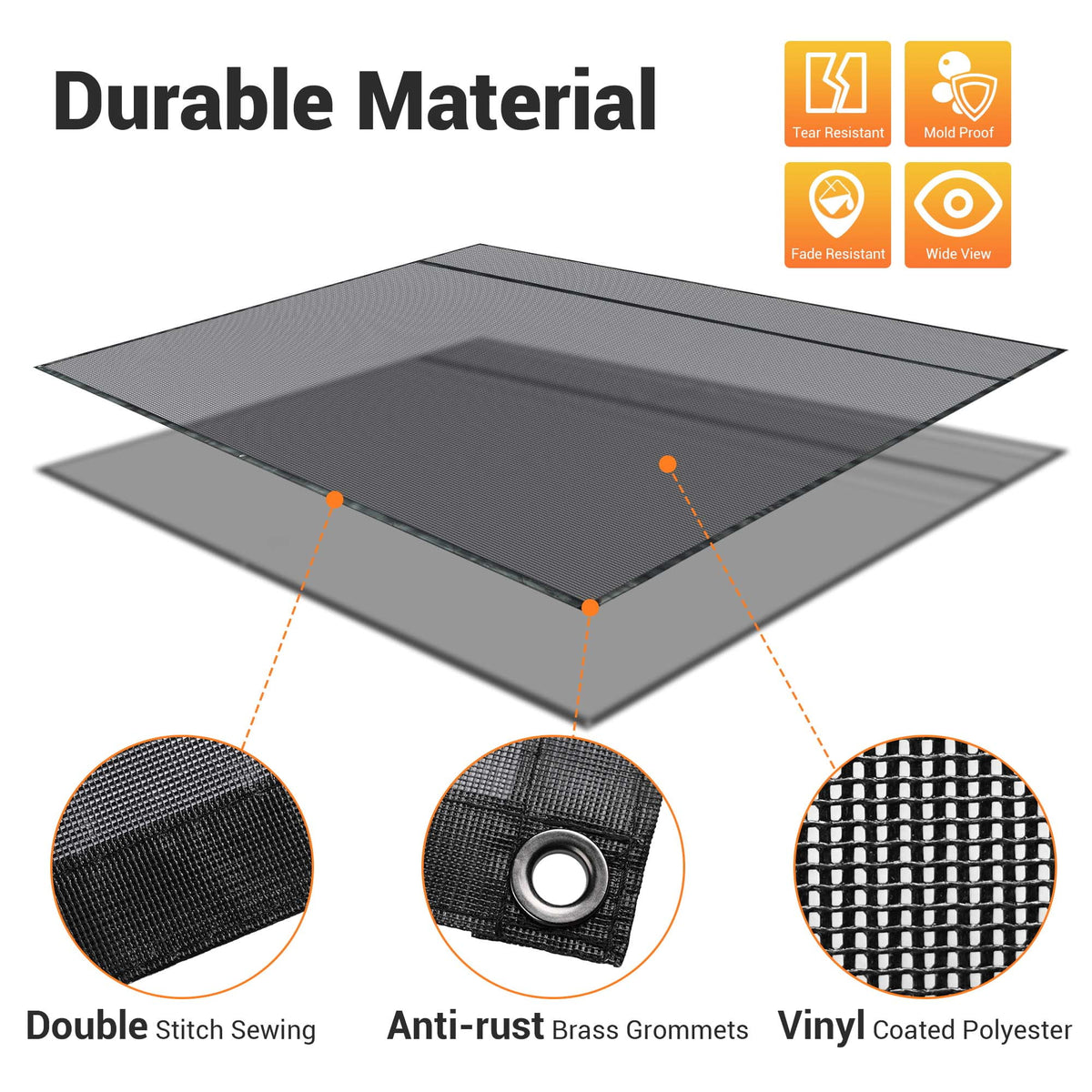 6x10' RV Awning Sun Shade Screen Black Mesh D50735