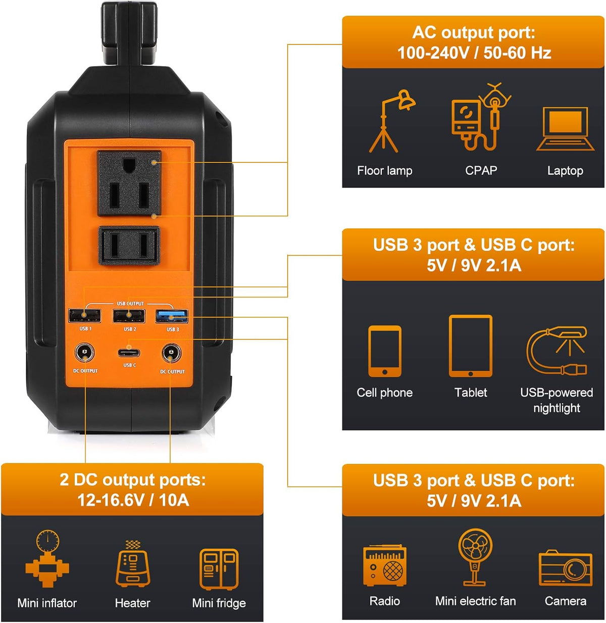 167Wh Portable Power Station with 110V AC Outlet Z256
