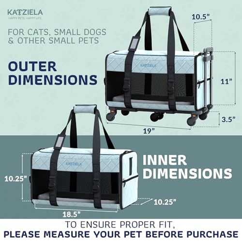Airline Approved Rolling Pet Carrier for Small to Medium Dog or Cat V38247