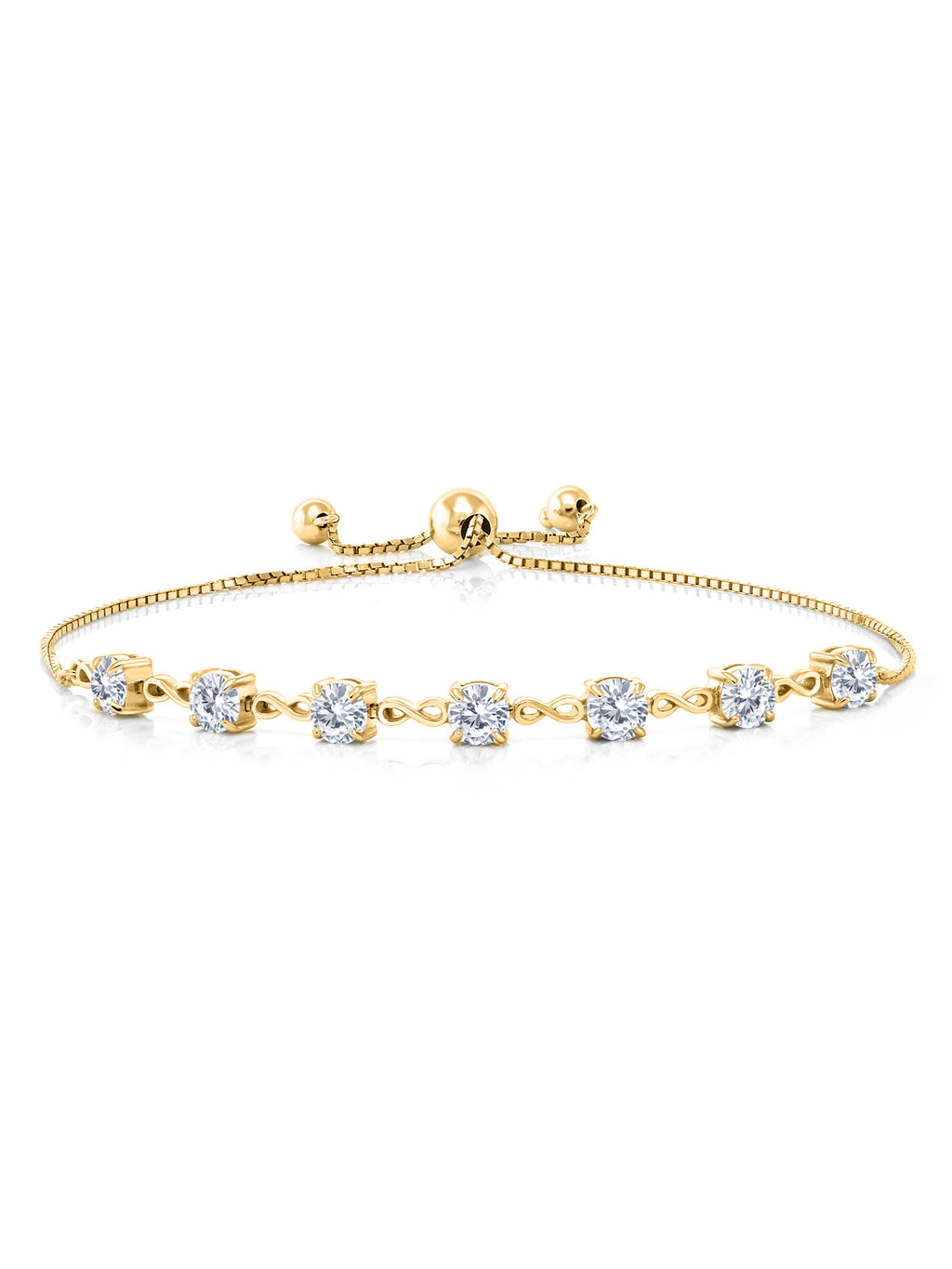 18K Yellow Gold Plated Silver White Moissanite Infinity Links Bracelet V180