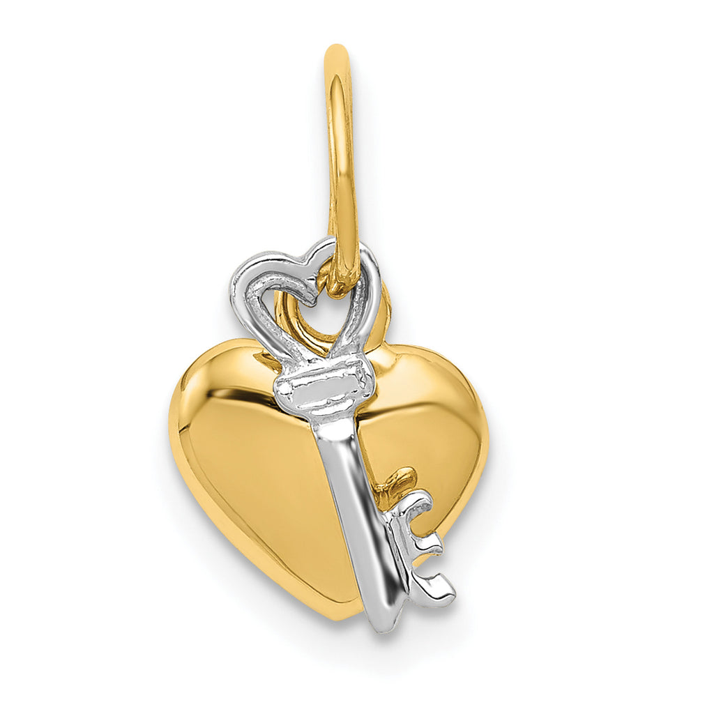 14K Two-Tone Gold Heart And Key Charm Necklace R743645