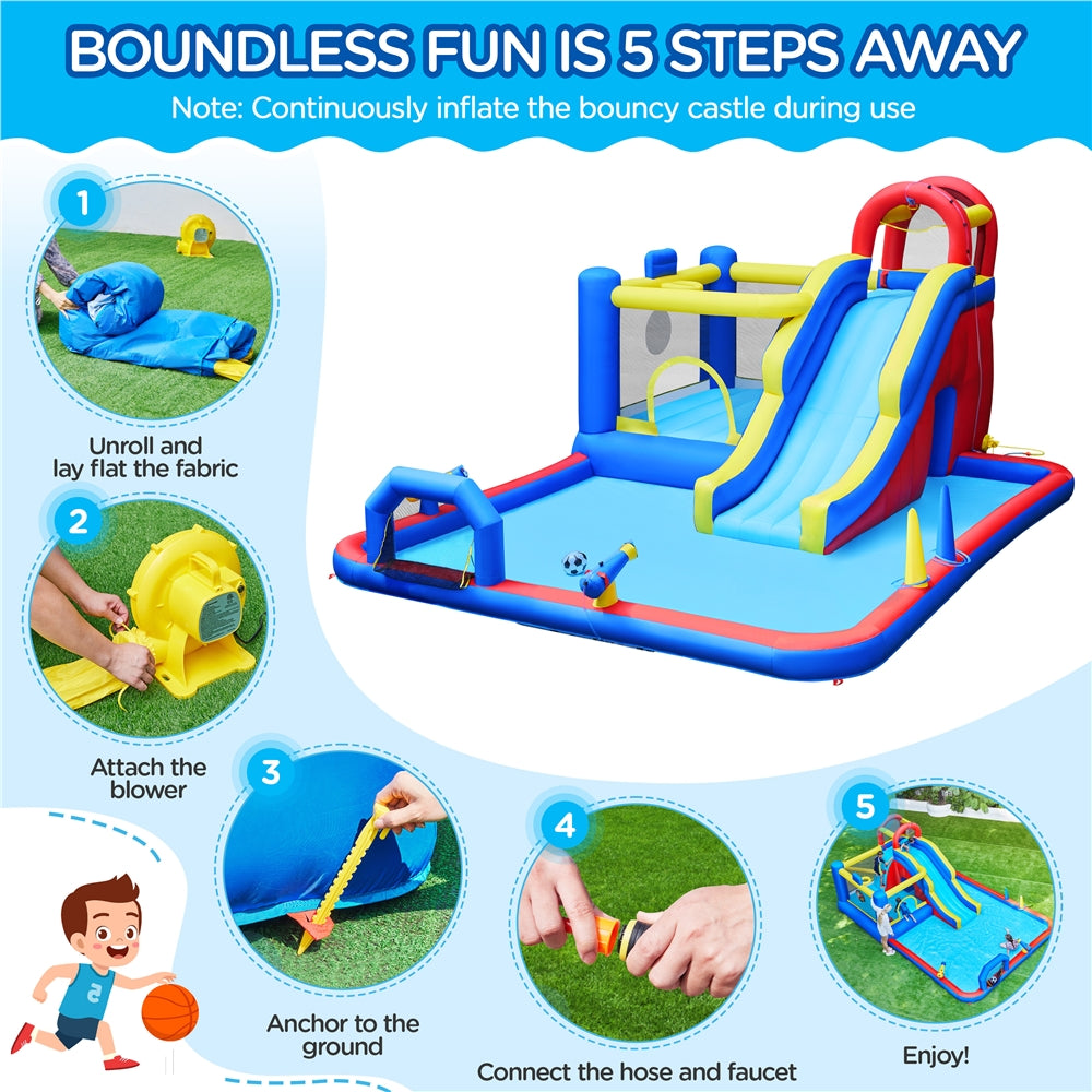 10-In-1 Inflatable Water Slide Bouncer with Blower & Storage Bag C5956