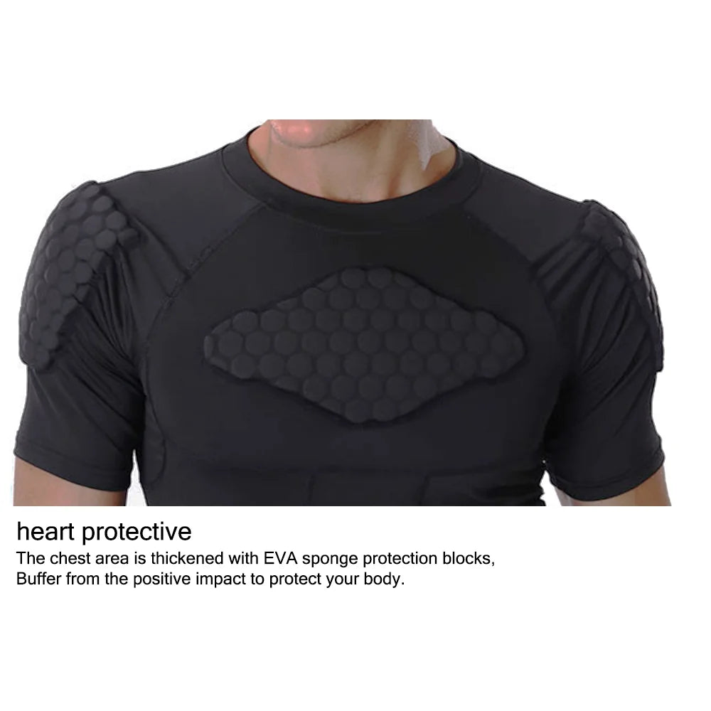 Men Padded Compression Football Shirt Chest Protector Size L H2167