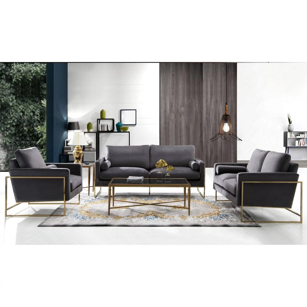 Navy Velvet Loveseat I45765