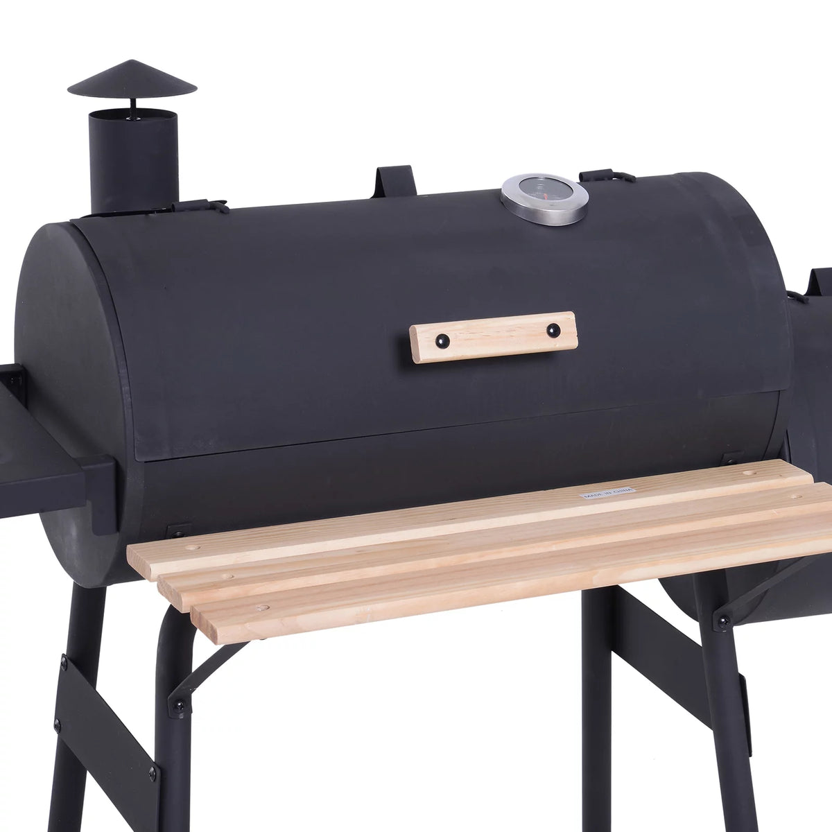 48" Steel Portable Charcoal BBQ Grill and Offset Smoker Combo with Wheels W67154