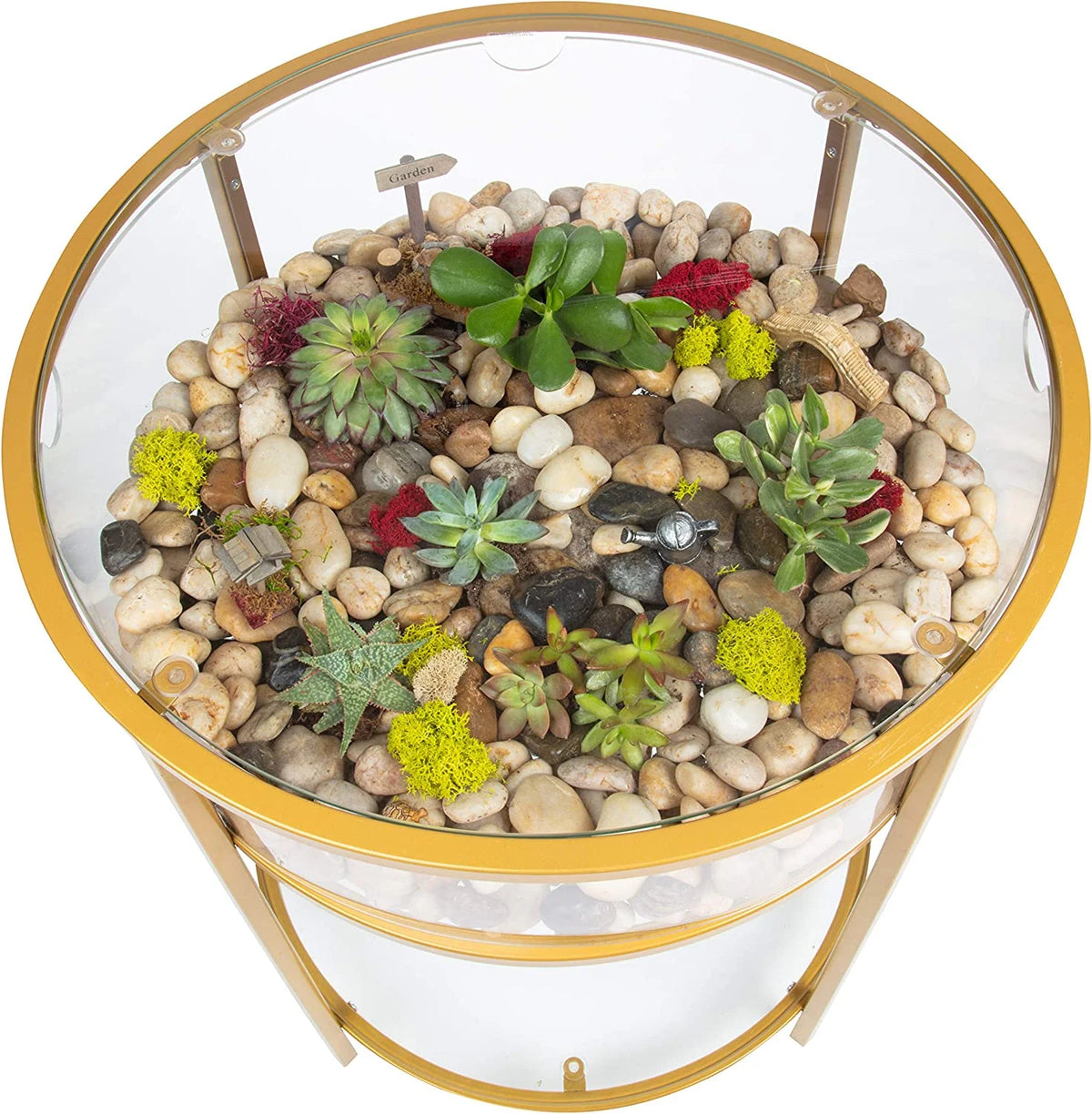 Round Terrarium Display End Table with Reinforced Glass M29717