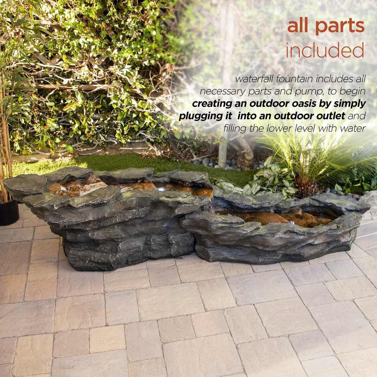 76" Outdoor Tiering Water Fountain with LED Lights Q510