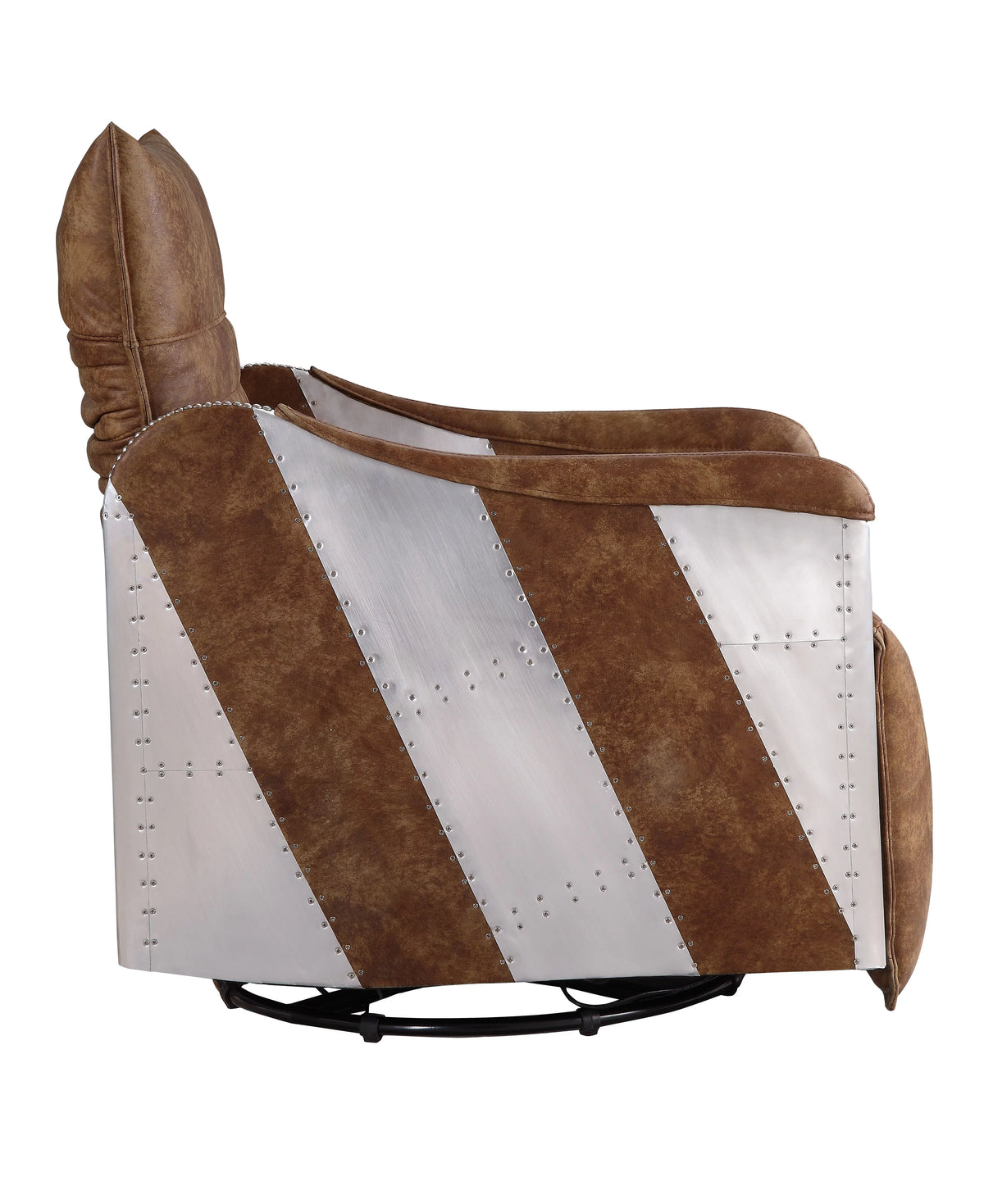 2-Tone Mocha Top Grain Leather & Aluminum Power Recliner V12852