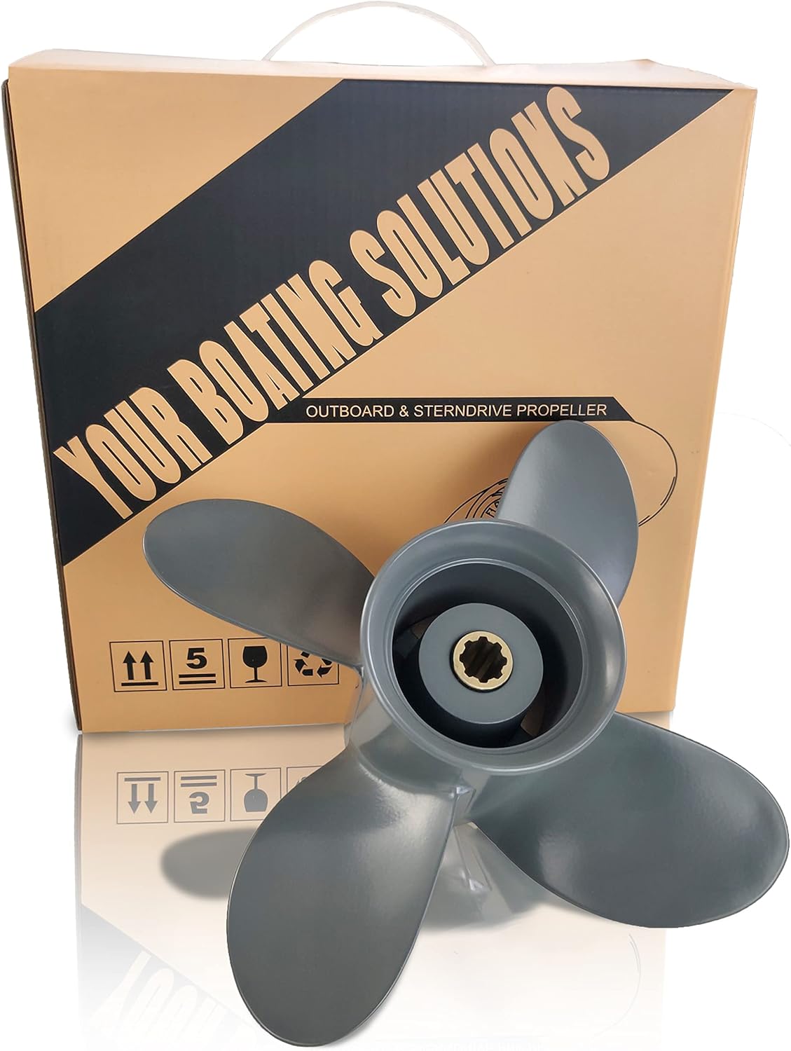 4 Blades 9 1/4x10, 9 1/4x11 Outboard Propeller, 8 Spline Tooth, RH Q522292