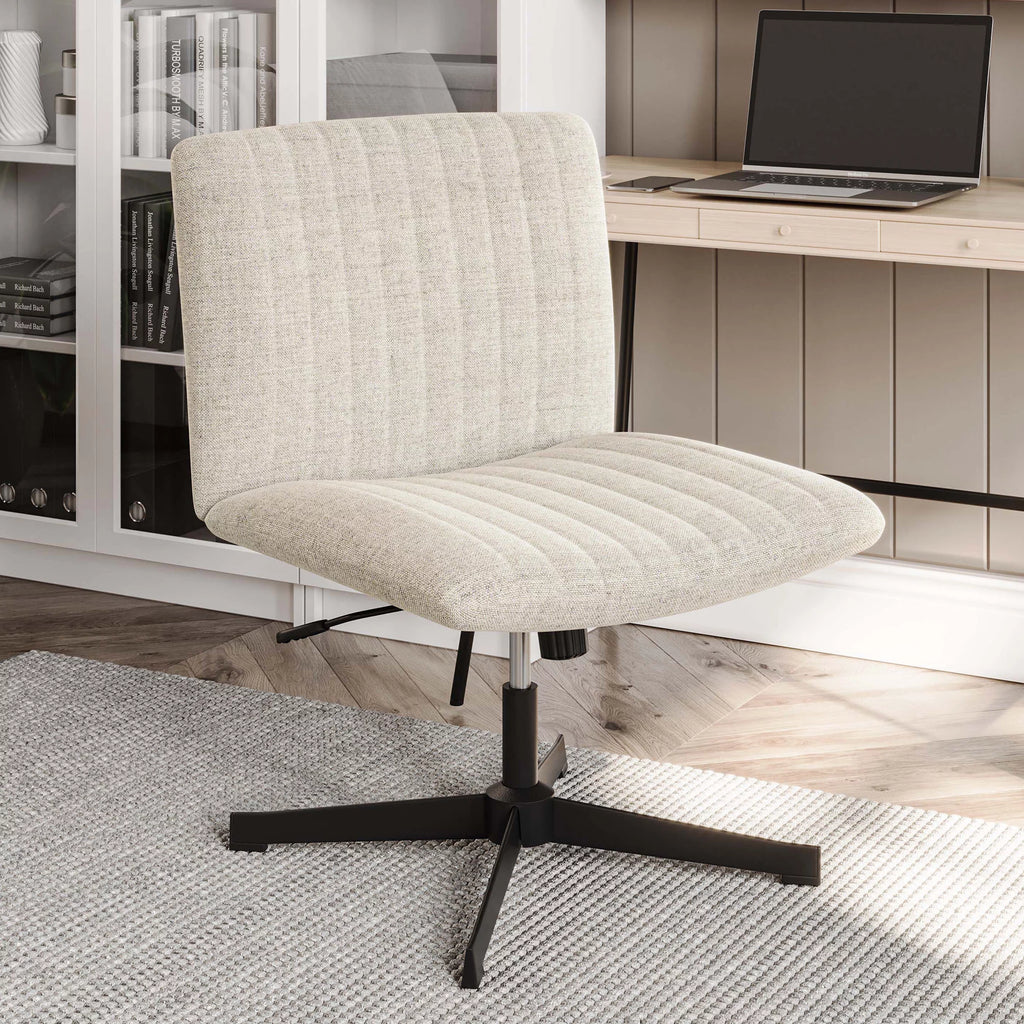 Beige Upholstered Linen Office Chair Y5397