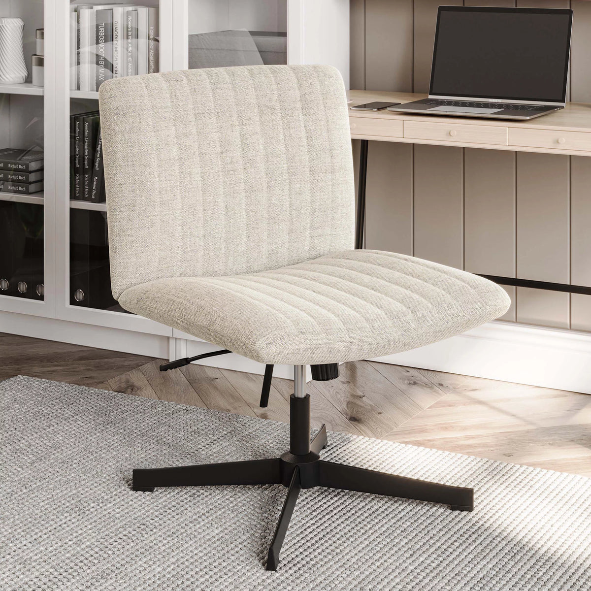 Beige Upholstered Linen Office Chair Y5397